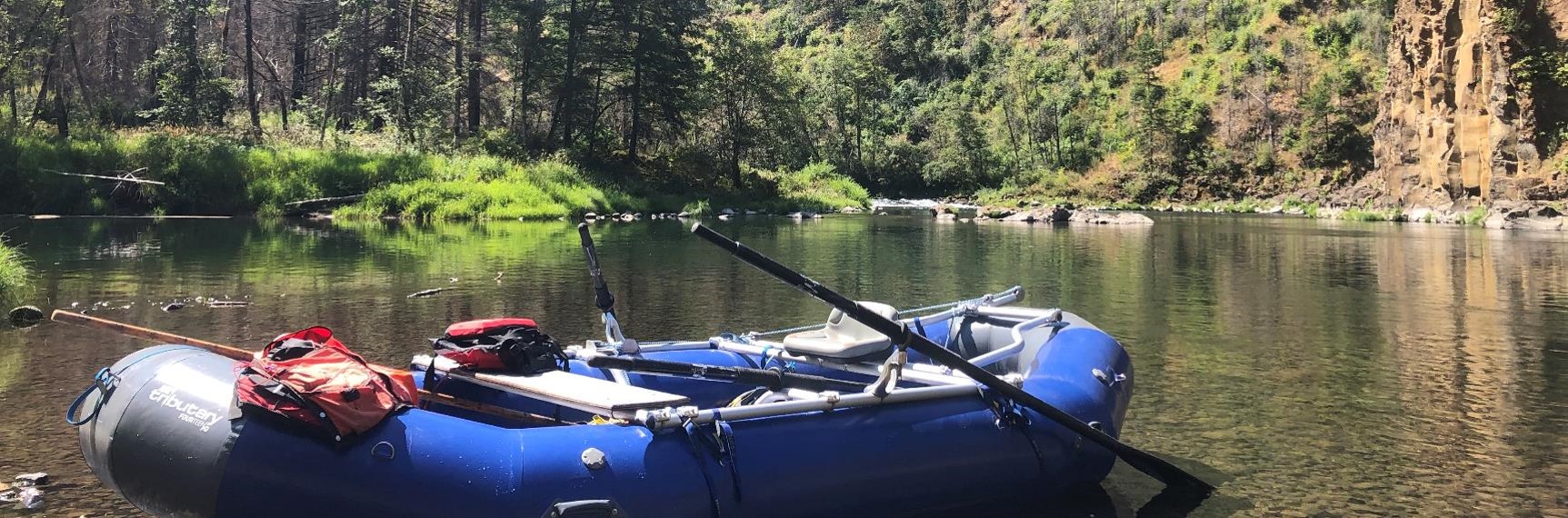 A survey raft on the Clackamas River 